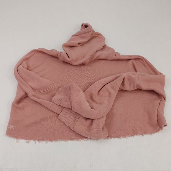 Splendid Womens Cropped Hoodie FUZZY Pink Long Sleeve Thumbholes Raw Hem Small - Picture 8 of 11